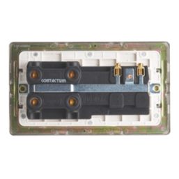 Contactum Lyric 45A 2-Gang DP Cooker Switch & 13A DP Switched Socket Brushed Brass  with White Inserts