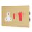 Contactum Lyric 45A 2-Gang DP Cooker Switch & 13A DP Switched Socket Brushed Brass  with White Inserts