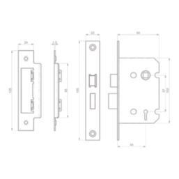 Smith & Locke  3 Lever Matt Black Mortice Sashlock 65mm Case - 44mm Backset