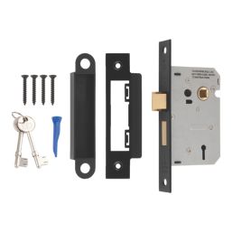 Smith & Locke  3 Lever Matt Black Mortice Sashlock 65mm Case - 44mm Backset