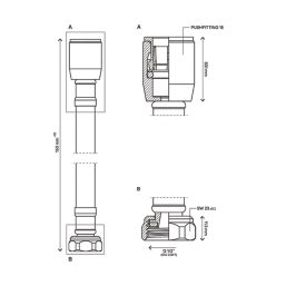 Flomasta Push-Fit Straight Flexible Hose 15mm x 1/2" x 150mm