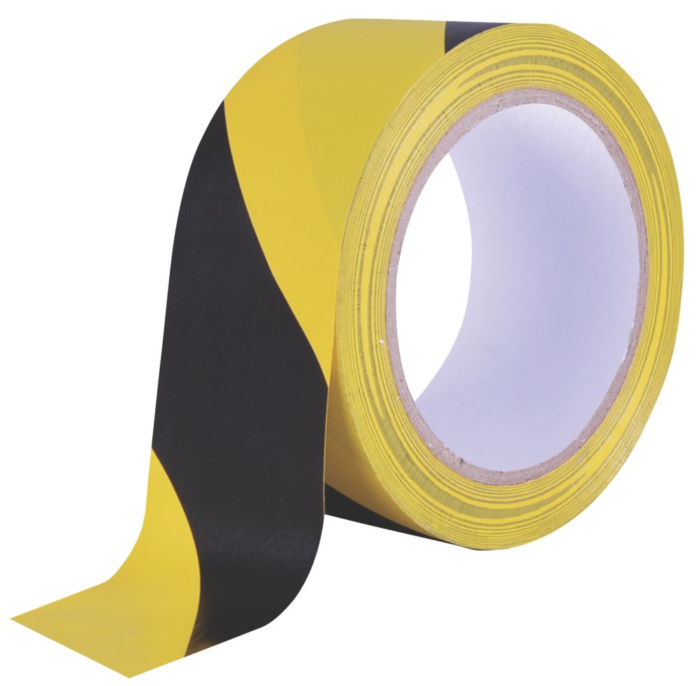 Diall Marking Tape Black / Yellow 33m x 50mm | Safety & Hazard Tapes ...