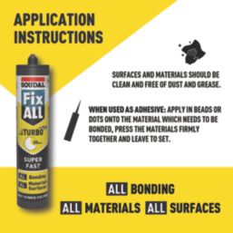 Soudal Fix All Turbo Solvent-Free Hybrid Polymer Adhesive White 290ml