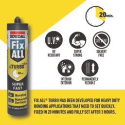 Soudal Fix All Turbo Solvent-Free Hybrid Polymer Adhesive White 290ml