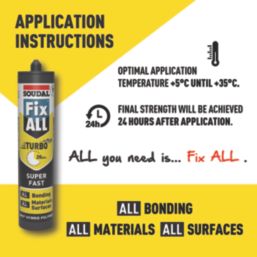 Soudal Fix All Turbo Solvent-Free Hybrid Polymer Adhesive White 290ml