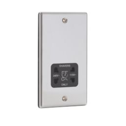 LAP  2-Gang Dual Voltage Shaver Socket 115 / 230V Polished Chrome with Black Inserts