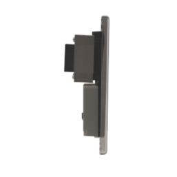 LAP  2-Gang Dual Voltage Shaver Socket 115 / 230V Polished Chrome with Black Inserts