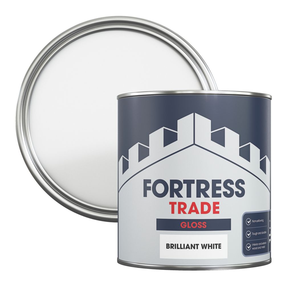 Fortress Trade 1Ltr White Gloss WaterBased Trim Paint Screwfix