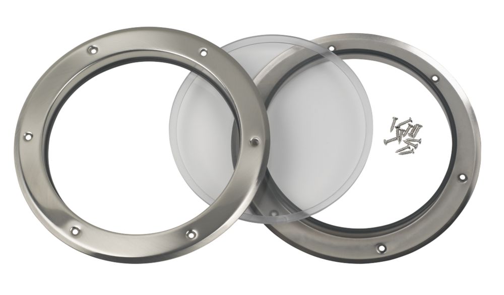 Mottez Round Porthole Vision Panel 260mm Brushed & Polished Steel