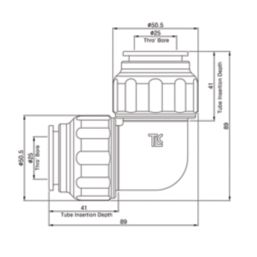 Flomasta  Plastic Push-Fit Equal 90° Elbow 28mm