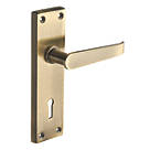 Designer Levers Victorian Fire Rated Long Straight Lever Lock Door Handle Pair Antique Brass
