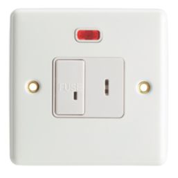 Contactum  13A Switched Secret Key Fused Spur with Neon Satin White with White Inserts