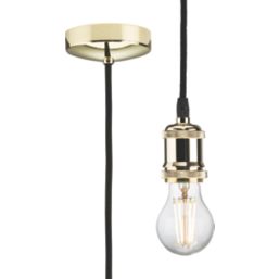 Knightsbridge Vintage 1.8m Pendant Set Light Fitting E27 Polished Brass 3 1/2"