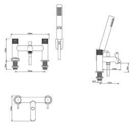 Swirl Melba Chrome 185mm Deck Mounted Dual Control Manual Shower Mixer Tap