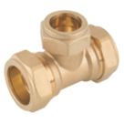 Midbrass  Brass Compression Reducing Tee 1" x 1" x 3/4"