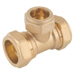Midbrass  Brass Compression Reducing Tee 1" x 1" x 3/4"