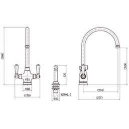 ETAL Oswald  Dual Lever Kitchen Mixer with Rinse Chrome