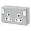 MK Metalclad Plus 13A 2-Gang DP Switched Metal Clad Socket  with White Inserts
