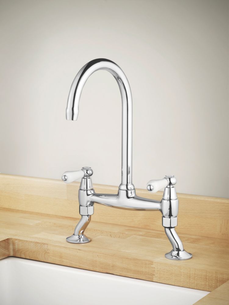 Swirl Allegro SurfaceMounted Deck Sink Mixer Kitchen Tap Chrome Screwfix