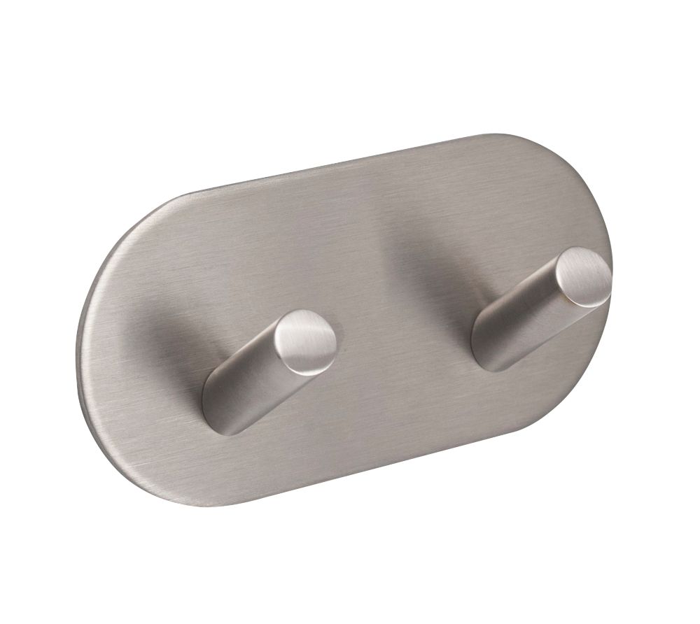 Eclipse 2-Hook Angled Coat Rail Satin Stainless Steel 96mm x 48mm ...