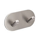 Eclipse 2-Hook Angled Coat Rail Satin Stainless Steel 96mm x 48mm