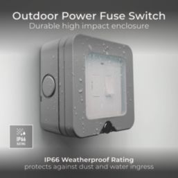 British General  IP66 13A Weatherproof Outdoor Switched Fused Spur & Flex Outlet with Neon