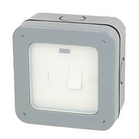 British General  IP66 13A Weatherproof Outdoor Switched Fused Spur & Flex Outlet with Neon