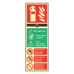 Essentials  Photoluminescent "Fire Extinguisher CO2" Sign 100mm x 300mm