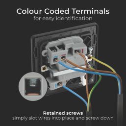 British General Evolve 13A Switched Fused Spur with LED Copper with Black Inserts