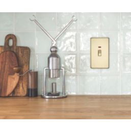 Knightsbridge  45A 2-Gang DP Control Switch Polished Brass with LED