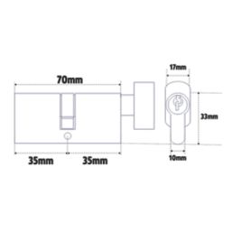 Yale Fire Rated 3 Star Thumbturn Platinum Euro Profile Cylinder 35-35 (70mm) Nickel