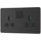 British General Evolve 13A 2-Gang SP Switched Socket Matt Black  with Black Inserts
