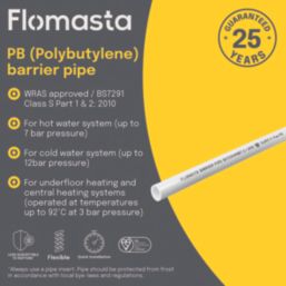 Flomasta  Push-Fit PB Barrier Pipe Coil 15mm x 25m White