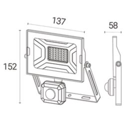 4lite Advantage Outdoor LED Floodlight With PIR Sensor Black 30W 2550lm