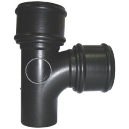 FloPlast  Push-Fit 92.5° Double Socket Branch with Side Bosses Black 110mm