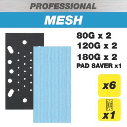 Trend Pro Mesh AB/THD/M7/P 80, 120 & 180 Grit Mesh Multi-Material Third Sheet Sanding Pads with Pad Saver  x  7 Pack