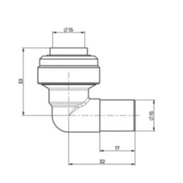 ETAL  Brass Push-Fit Equal 90° White Stem Elbow 15mm 2 Pack