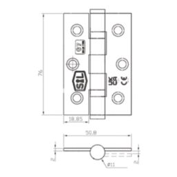 Smith & Locke  Polished Chrome Grade 7 Fire Rated Door Hinges 76mm x 51mm 20 Pack