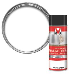 V33 400ml White Satin Heat Resistant Radiator & Appliance Spray Paint