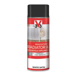 V33 400ml White Satin Heat Resistant Radiator & Appliance Spray Paint