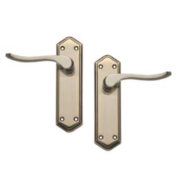 Designer Levers Bewdley Fire Rated Latch Lever Door Handle Pair Antique Brass