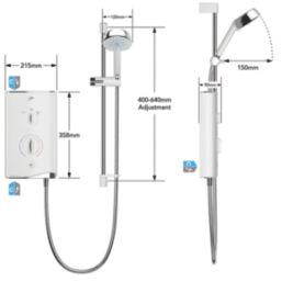 Mira Sport White/Chrome 9.8kW Thermostatic Electric Shower