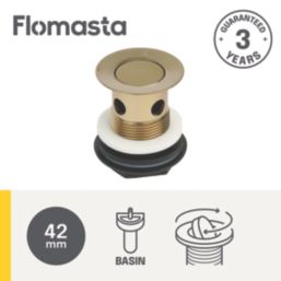 Flomasta Slotted Captive Basin Waste Brushed Brass 65mm