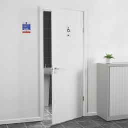 Smith & Locke Excell Fire Rated Lever on Rose Door Handle Pair Satin Aluminium