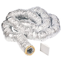Manrose Aluminium Insulated Flexible Ducting Hose Silver 10m x 127mm