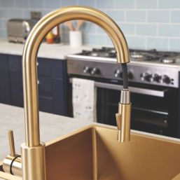 ETAL Cato  Pull-Out Style Kitchen Mixer Tap Brushed Brass Finish