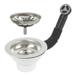 Flomasta Strainer Waste w/ Round Overflow White 90mm