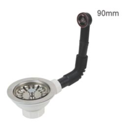 Flomasta Strainer Waste w/ Round Overflow White 90mm