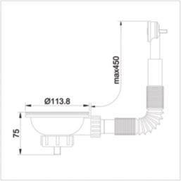 Flomasta Strainer Waste w/ Round Overflow White 90mm
