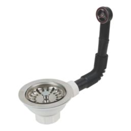 Flomasta Strainer Waste w/ Round Overflow White 90mm